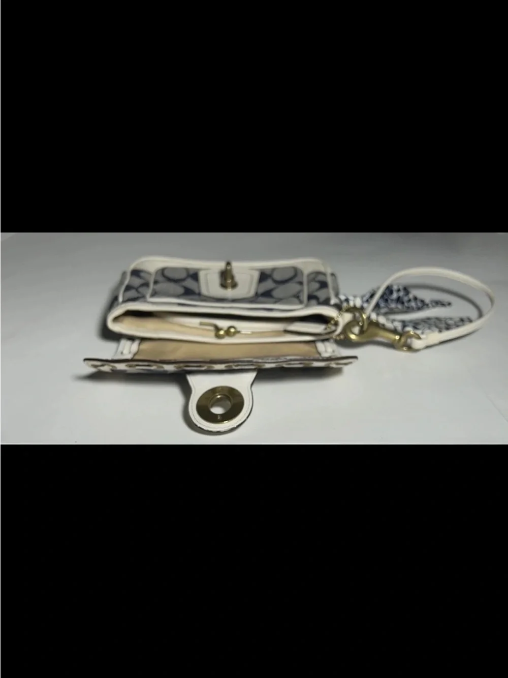Coach Legacy Demi Bag, Signature Denim, White Laced Leather/Trim, Scarf Accent